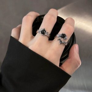 Original Dark Style Thorn Ring For Women & Men, Niche Design Texture Couple Ring, Fashion Open Adjustable Ring