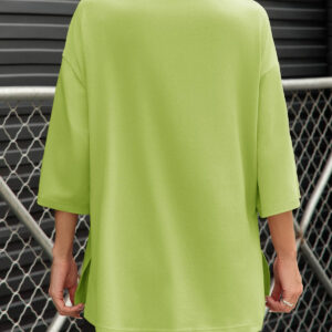 Fisoew Womens Oversized T Shirts Casual Sleeve Side Slit Workout Gym Loose Fit Summer Tee Tunic Tops