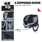 Large Folding Bike Trailer For Dogs-100LB Capacity All-Terrain Pet Carrier, Durable Steel Frame For Cycling, Jogging, Camping & Outdoor Adventures, Black- Grey 20 0.125 Width Fat Tire,extra Mat Inside