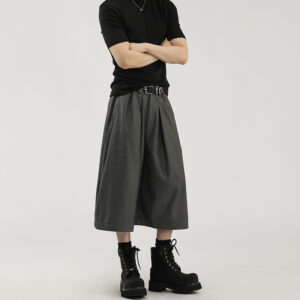 Wide-leg Pleated Draping Mens Suit Pants Shorts