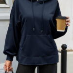 Fisoew Women's Hoodies Oversized Sweatshirts Casual Long Sleeve Side Slit Pullover Tops Fall Winter Outfits With Pocket
