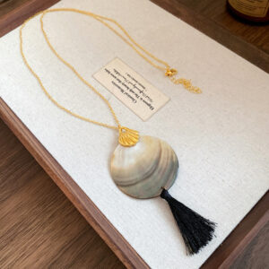 Shell-shaped Round Tassel Earrings And Necklace Jewelry Set