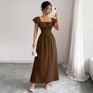 Skinny Waist Skirt Solid Color French Dress