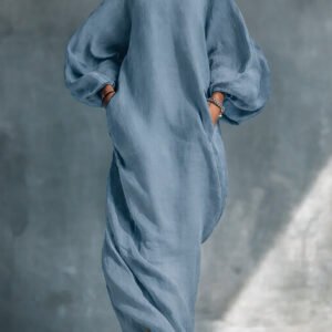 Long-sleeve Off-shoulder Midi Dress Mid-waist Pullover Style