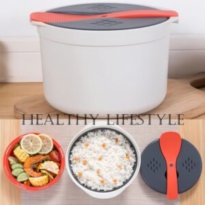 Microwave Rice Cooker, 2L Microwave Rice Pasta Cooker With Strainer Steamer