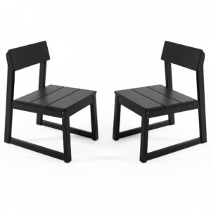 2-Pack Black HDPE Outdoor & Garden Backres Modernist Designt Chairs