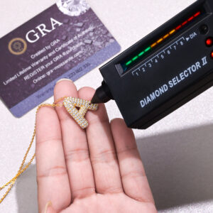 Bubble Letters - R Set With Top-quality Moissanite In A Luxurious And Fashionable Minimalist Jewelry Pendant For Necklaces. Made Of S925 Silver Electroplated With Gold.