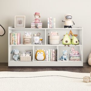 Wooden Storage Cabinet With 5 Sections, Montessori Kids Bookshelf And Toy Organizer For Nursery, Playroom & Classroom