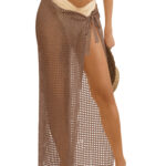 Fisoew Womens Crochet Swimsuit Coverups Hollow Out Bikini Wraps Swimwear Bathing Suit Cover Up Beach Maxi Skirt
