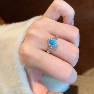 High-end Cold Wind Zircon Open Ring, Natural Colored Gem Craft, Stylish Versatile Couple Index Ring
