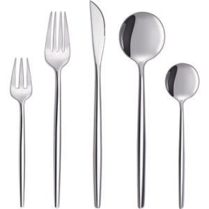 30pc CUTLERY DINNER SET STAINLESS STEEL METAL STAND RACK FORKS TEA SPOONS POLISH