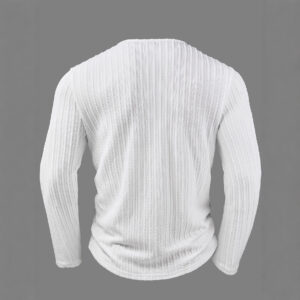 Textured Fabric Solid Color Knitted Crew Neck Buttoned Long Sleeves