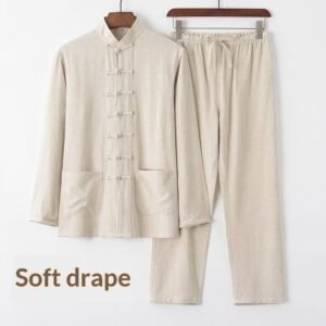 Cotton And Linen Tang Suit Vintage Loose Set