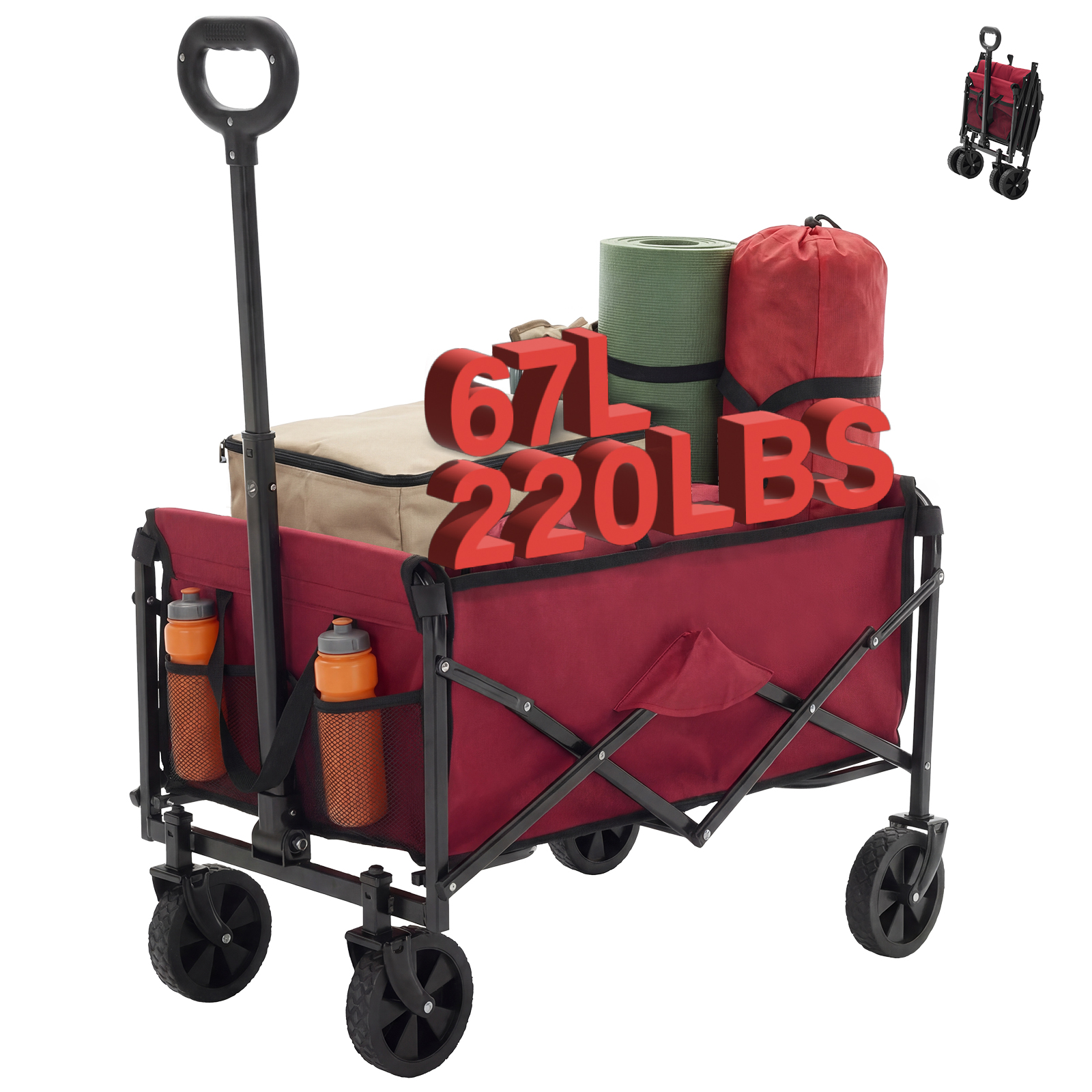 Foldable Trolley, With Wheels, Foldable, Large Capacity, 330 Pounds, Multi-functional Trolley, Heavy-duty Design, With Elastic Handles - Image 6