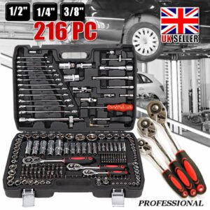 Professional 216 PCS Ratchet Spanner Socket Set 1 2 1 4 3 8 Tool Kit Case