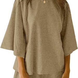 Women's Elastic-Waist Shorts Fashionable Casual Set