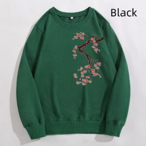 Colorful Cherry Blossom Long-Sleeve Loose Casual Top