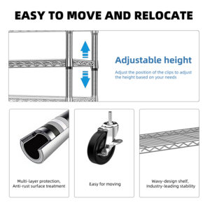 Heavy Duty Garment Rack On Wheels, Rolling Freestanding Closet Organizer And Clothes Rack For Hanging Clothes With 1 Hang Rod, Adjustable Metal Wardrobe, 15.7 D X 45.3 W X 75.6 H, Chrome