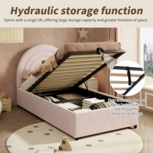 Upholstered Bed 3ft 90×190, Childrens Bed, Single Bed With Slatted Frame And Headboard, Youth Bed, Suitable For Adults And Teenagers, Wooden Slats, Easy To Assemble, Velvet, Pink