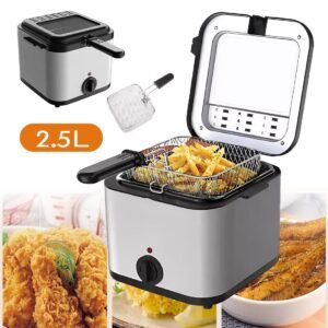 2. 5Ltr Compact 1 0 0W Electric Stainless Steel Deep Fat Fryer Non-stick Chip Pan