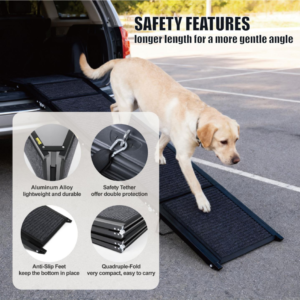 Dog Ramp For Car 71inch Long & 19.3inch Wide Portable Dog Ramps For Large Dogs With Non-Slip Rug Surface Dog Car Ramp For SUV Car & Truck, Folding Dog Ramp Up To 250LBS