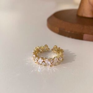 Summer Zircon Couple Rings, Natural Color Gems, Cold Style Light Luxury Adjustable Finger Ring
