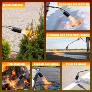 180000 BTU Propane Weed Torch Heavy Duty Weed Burner Flame Weeder With 10FT Hose Piezo Ignition Adjustable Flame Control For Weeds Ice Snow Asphalt Fire Starting Propane Tank Not Included