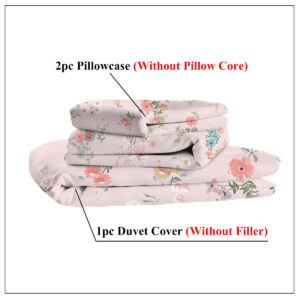Floral Bedding Set For Girls, Cute Colorful Botanical Flowers Patterned Soft Duvet Cover Set 3 Pieces Kids Bed In A Bag