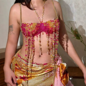 Beaded Spicy Girl Body Chain Cover-up Halter Top Layering Piece