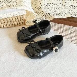 Girls' Leather Shoes, Shallow Mouth Princess Shoes, Korean Version, Girls' Fashionable, Versatile, Casual Single Shoes