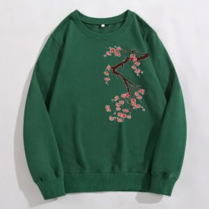 Foreign Trade Crewneck Sweatshirt Colorful Cherry Blossom Long Sleeve