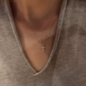 Full Diamond Double Cross Necklace For Women