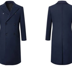 Men's Double-Breasted Slim-Fit Trench Coat