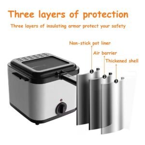 2. 5Ltr Compact 1 0 0W Electric Stainless Steel Deep Fat Fryer Non-stick Chip Pan