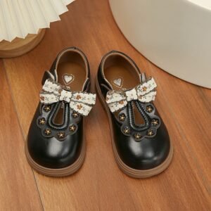 Girls' Princess Shoes, Soft Soled Baby Leather Shoes, Breathable Butterfly Bow Small Leather Shoes For Children