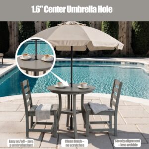 3-Piece Outdoor Dining Set - HDPE Round Patio Table And 2 Armless Chairs, Heavy-Duty And All-Weather, Great For Balcony Or Lawn