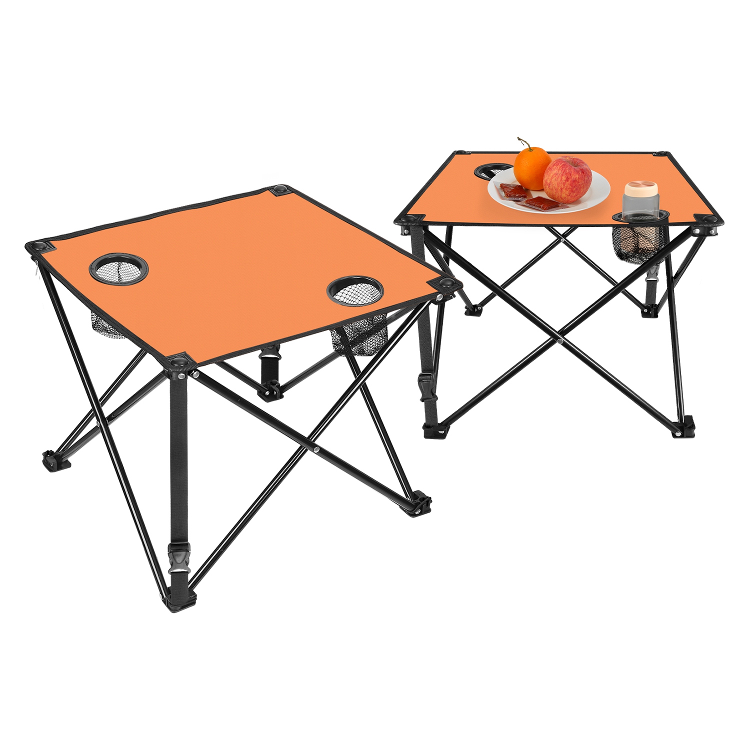 1Pc 2Pc Options Foldable Camping Table Portable Picnic Table Lightweight Travel Desk With 2 Cup Holders Carrying Bag Color Options Black Orange Green Red Blue Navy Blue - Image 15