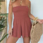 Tube-top Ruched Open-back Figure-hugging Bodysuit With High Stretch