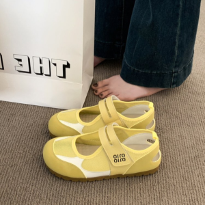 2026 New Summer Flat Academy Style Casual Shoes, Hook & Loop Korean Low Cut Outdoor Girls Flats