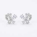 925 Sterling Silver Elegant Silver Butterfly Stud Earrings with Pear-Cut Cubic Zirconia Accents