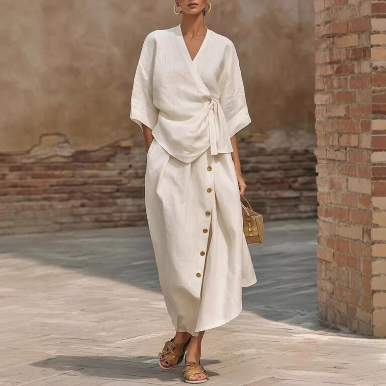 Women’s Casual Solid-Colored Loose Skirt Two-Piece Set