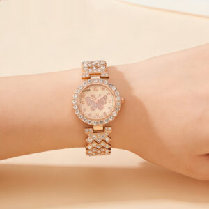 Women’s Butterfly-Design Diamond-Embellished Fashion Quartz Watch