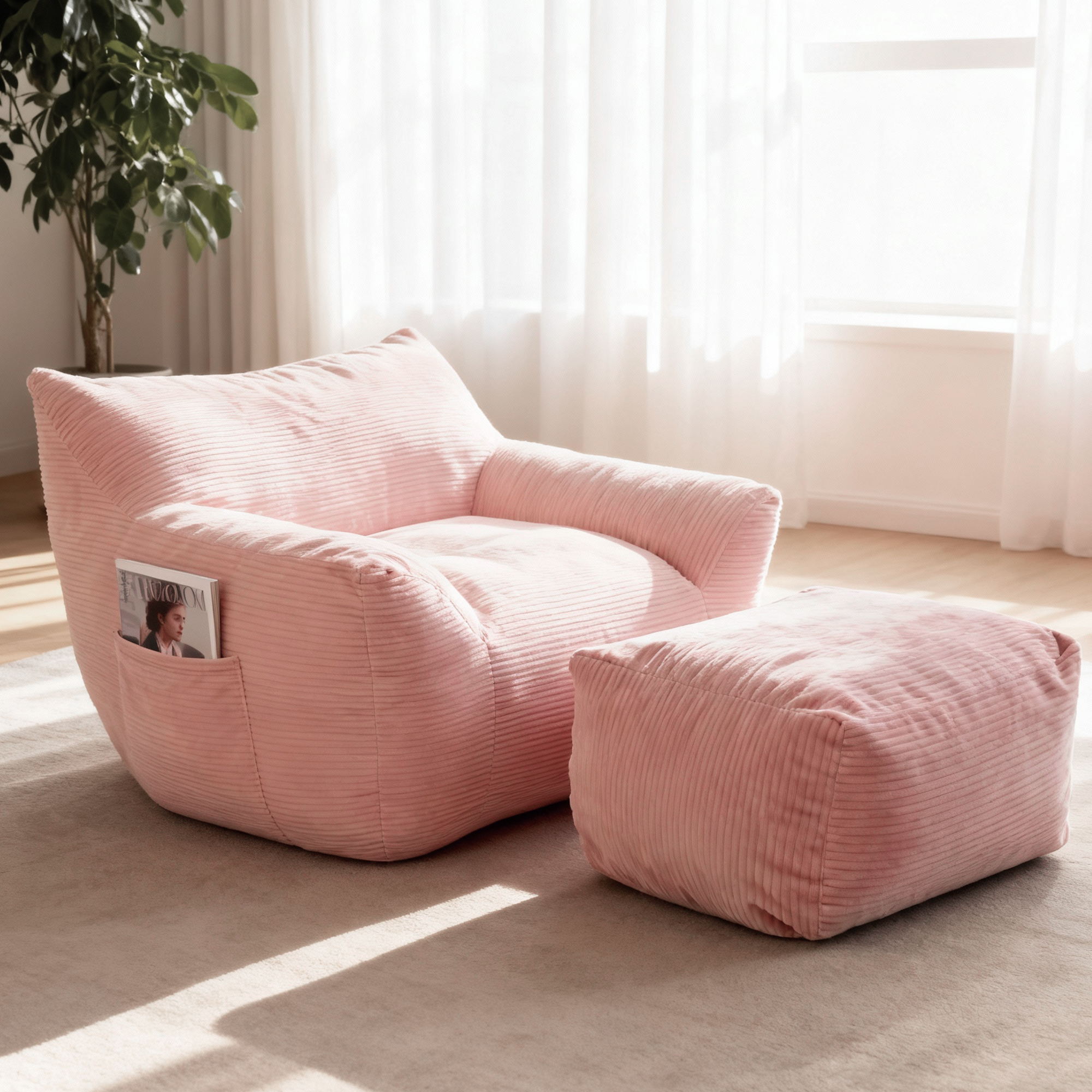 Bean Bag Chair For Adults, Oversized Comfy Beanbag Living Room Lazy Sofa For Bedroom & Dorm