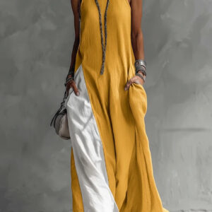 Womens Sleeveless Loose-Fit Off-Shoulder Dress With Pockets