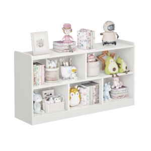 Wooden Storage Cabinet With 5 Sections, Montessori Kids Bookshelf And Toy Organizer For Nursery, Playroom & Classroom