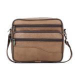 Men's Black Leather Bag Horizontal Style Casual