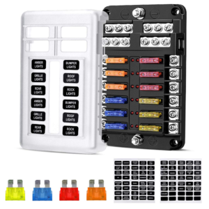 6 Way Blade Fuse Block Box Holder LED Light 12V Circuit Caravan Marine Car 12 Way