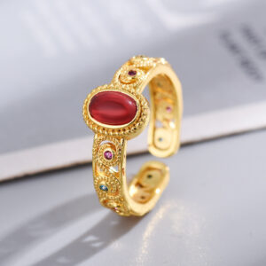 Summer New Zircon Ring, Natural Colored Gemstone Couple Rings, Cold Style Light Luxury Adjustable Index Finger Ring For Women