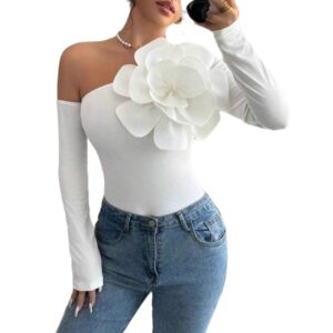 Decorative One-shoulder Off-the-shoulder Solid-color Jumpsuit