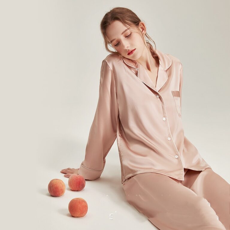 Silk Pajamas Womens Long-Sleeve Two-Piece Set